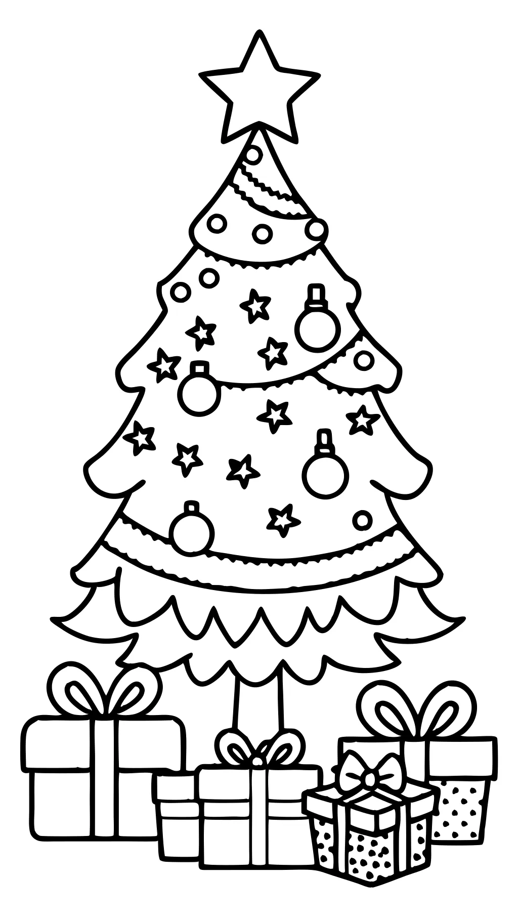 arbre de Noël et présente des pages à colorier